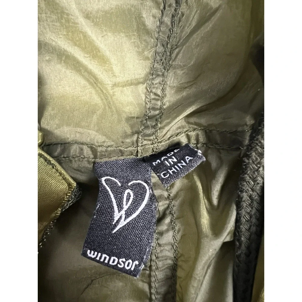 Windsor Jacket Womens Small‎ Green Full Zip Long Sleeve Hooded Sheer Windbreaker